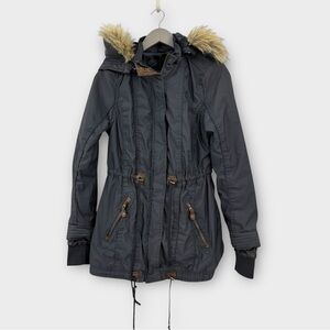 Women's Gray Hooded Parka Coat